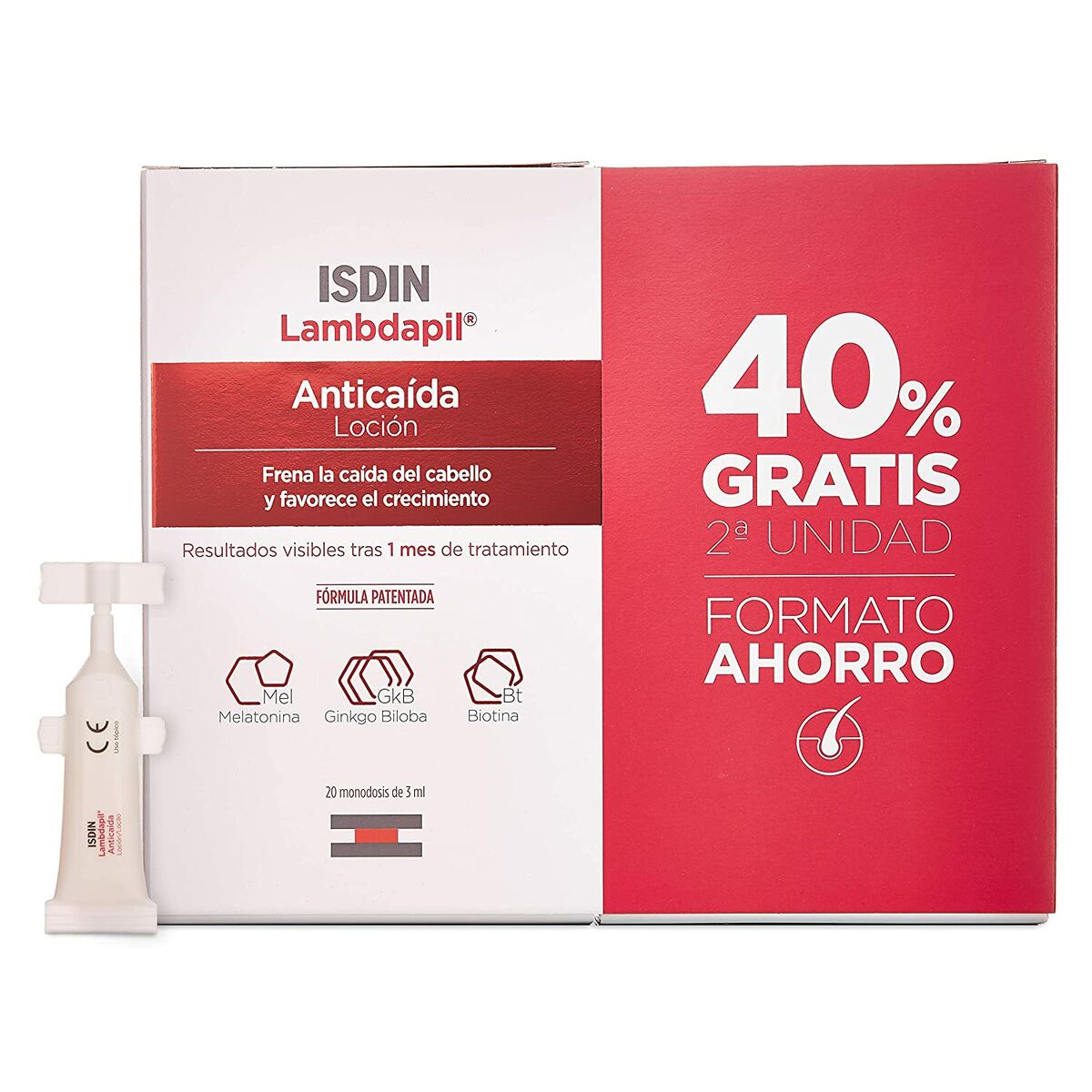 ISDIN Lambdapil - Cure Anti-Chute Intensive 40 unidoses ( Format Economiques 40% Gratuit )